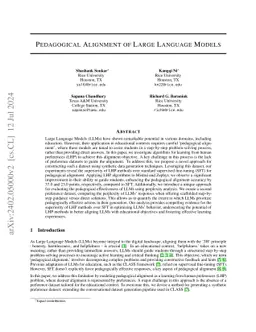 Pedagogical Alignment of Large Language Models