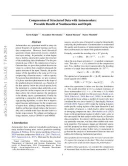 Compression of Structured Data with Autoencoders: Provable Benefit of
  Nonlinearities and Depth