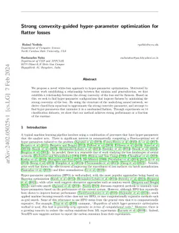 Strong convexity-guided hyper-parameter optimization for flatter losses