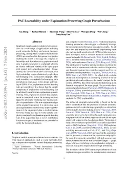 PAC Learnability under Explanation-Preserving Graph Perturbations