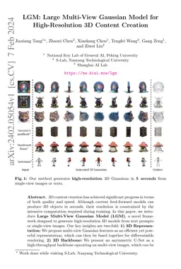 LGM: Large Multi-View Gaussian Model for High-Resolution 3D Content
  Creation