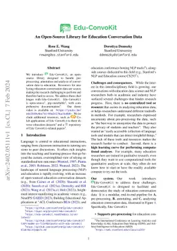 Edu-ConvoKit: An Open-Source Library for Education Conversation Data