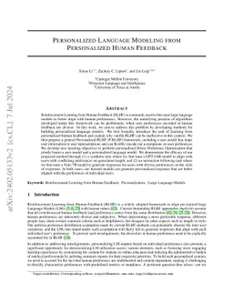 Personalized Language Modeling from Personalized Human Feedback