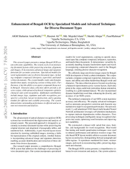 Enhancement of Bengali OCR by Specialized Models and Advanced Techniques
  for Diverse Document Types