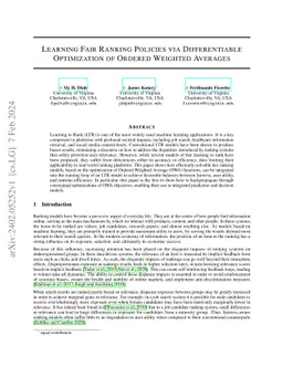 Learning Fair Ranking Policies via Differentiable Optimization of
  Ordered Weighted Averages