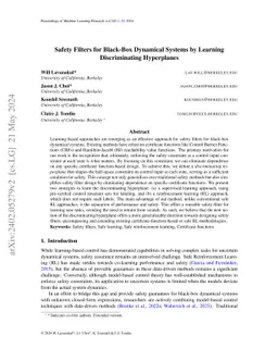 Safety Filters for Black-Box Dynamical Systems by Learning
  Discriminating Hyperplanes