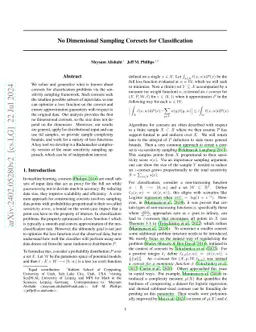 No Dimensional Sampling Coresets for Classification