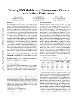 Training DNN Models over Heterogeneous Clusters with Optimal Performance