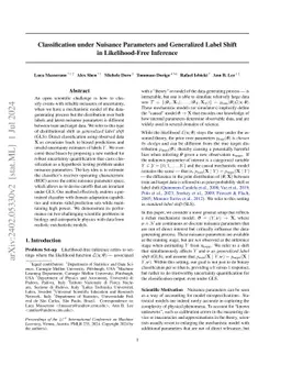 Classification under Nuisance Parameters and Generalized Label Shift in
  Likelihood-Free Inference