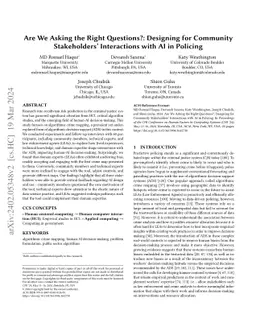 Are We Asking the Right Questions?: Designing for Community
  Stakeholders' Interactions with AI in Policing