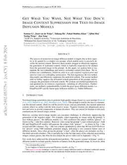 Get What You Want, Not What You Don't: Image Content Suppression for
  Text-to-Image Diffusion Models