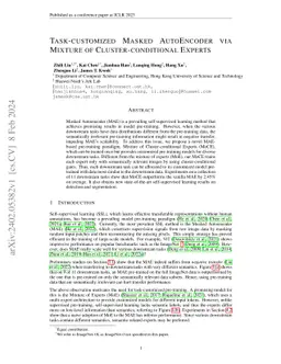 Task-customized Masked AutoEncoder via Mixture of Cluster-conditional
  Experts