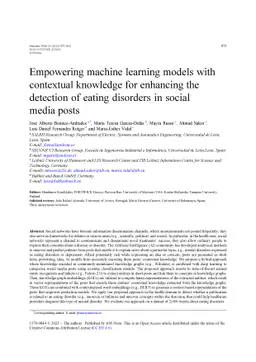 Empowering machine learning models with contextual knowledge for
  enhancing the detection of eating disorders in social media posts