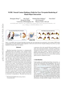NCRF: Neural Contact Radiance Fields for Free-Viewpoint Rendering of
  Hand-Object Interaction