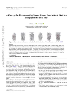 A Concept for Reconstructing Stucco Statues from historic Sketches using
  synthetic Data only