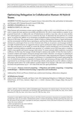 Optimizing Delegation in Collaborative Human-AI Hybrid Teams