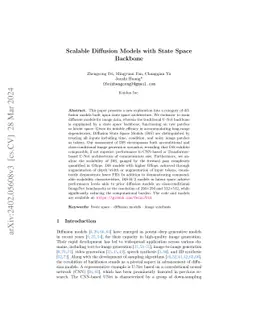 Scalable Diffusion Models with State Space Backbone