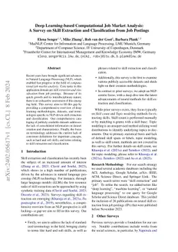 Deep Learning-based Computational Job Market Analysis: A Survey on Skill
  Extraction and Classification from Job Postings