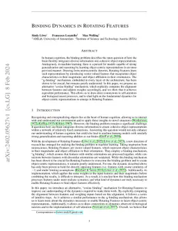 Binding Dynamics in Rotating Features