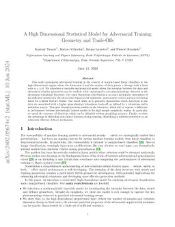 A High Dimensional Statistical Model for Adversarial Training: Geometry and Trade-Offs