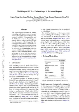 Multilingual E5 Text Embeddings: A Technical Report