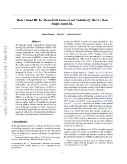 Model-Based RL for Mean-Field Games is not Statistically Harder than
  Single-Agent RL
