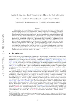 Implicit Bias and Fast Convergence Rates for Self-attention