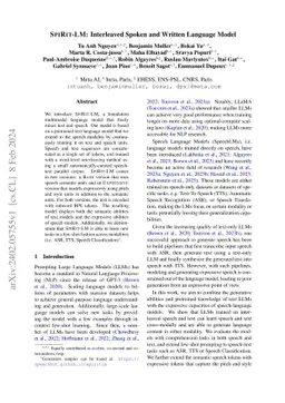 SpiRit-LM: Interleaved Spoken and Written Language Model