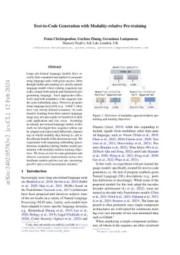 Text-to-Code Generation with Modality-relative Pre-training