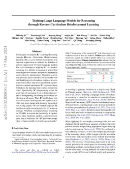 Training Large Language Models for Reasoning through Reverse Curriculum
  Reinforcement Learning