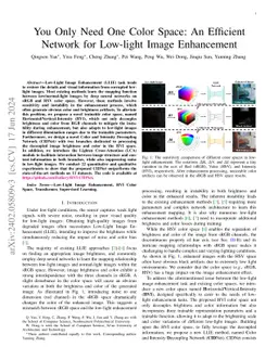 You Only Need One Color Space: An Efficient Network for Low-light Image
  Enhancement