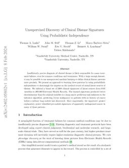 Unsupervised Discovery of Clinical Disease Signatures Using
  Probabilistic Independence