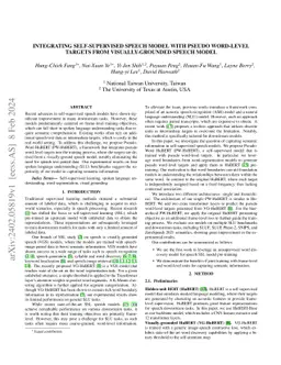Integrating Self-supervised Speech Model with Pseudo Word-level Targets
  from Visually-grounded Speech Model