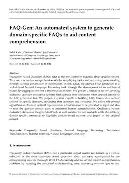 FAQ-Gen: An automated system to generate domain-specific FAQs to aid
  content comprehension