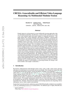 CREMA: Generalizable and Efficient Video-Language Reasoning via Multimodal Modular Fusion