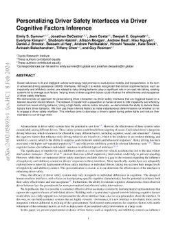 Personalizing Driver Safety Interfaces via Driver Cognitive Factors
  Inference