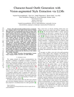 Character-based Outfit Generation with Vision-augmented Style Extraction
  via LLMs