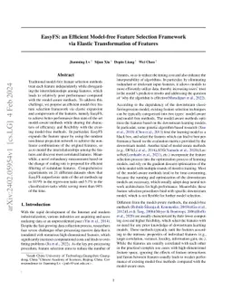 EasyFS: an Efficient Model-free Feature Selection Framework via Elastic Transformation of Features