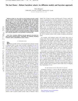 The last Dance : Robust backdoor attack via diffusion models and
  bayesian approach