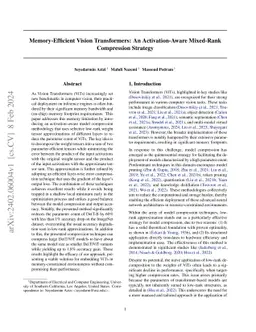 Memory-Efficient Vision Transformers: An Activation-Aware Mixed-Rank
  Compression Strategy