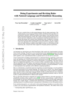 Doing Experiments and Revising Rules with Natural Language and
  Probabilistic Reasoning