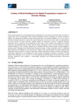 Scaling Artificial Intelligence for Digital Wargaming in Support of
  Decision-Making