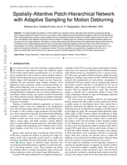 Spatially-Attentive Patch-Hierarchical Network with Adaptive Sampling
  for Motion Deblurring