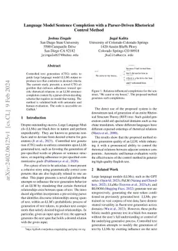 Language Model Sentence Completion with a Parser-Driven Rhetorical
  Control Method