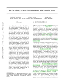 On the Privacy of Selection Mechanisms with Gaussian Noise