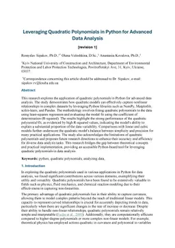 Leveraging Quadratic Polynomials in Python for Advanced Data Analysis