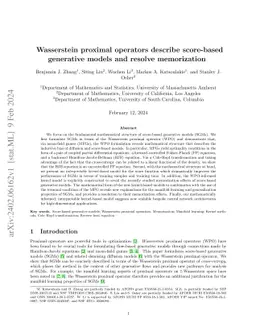 Wasserstein proximal operators describe score-based generative models
  and resolve memorization