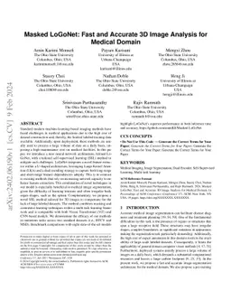 Masked LoGoNet: Fast and Accurate 3D Image Analysis for Medical Domain