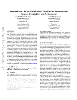 ResumeFlow: An LLM-facilitated Pipeline for Personalized Resume
  Generation and Refinement