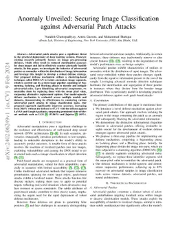 Anomaly Unveiled: Securing Image Classification against Adversarial
  Patch Attacks